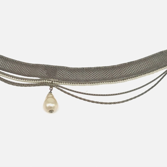 RARE VINTAGE 1990’S CHANEL SILVER RHINESTONES PEARL CHOKER NECKLACE - Picture 14 of 15